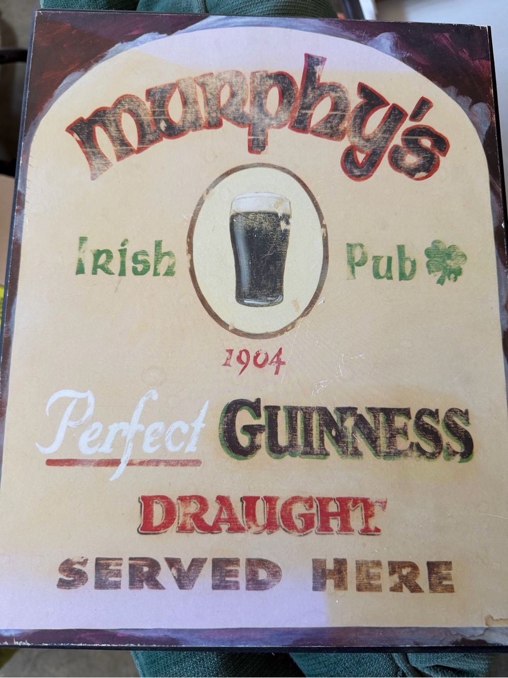 Bed Bath & Beyond Beige, Green, Red Vintage-Style Pub Sign Wall Plaque